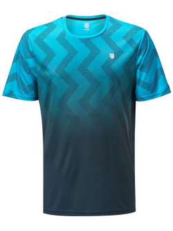 Футболка мужская теннисная K-Swiss Tac Hypercourt Print Crew M - scuba blue/dark shadow