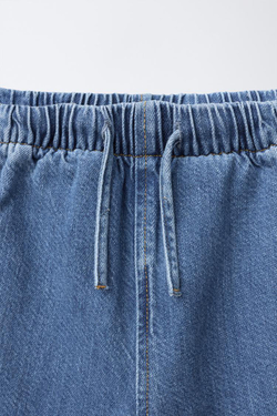 ZARA ДЖИНСЫ WIDE LEG СО ШНУРКАМИ, СИНИЙ