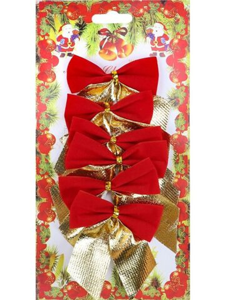 Набор ёлочных бантов 6шт, 8см "Роскошь" текстиль