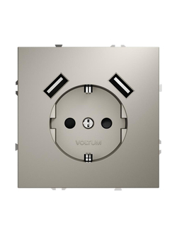 Розетка 1-м СП S70 16А с USB A+A с заземл. защ. шторки механизм кашемир Voltum VLS040403
