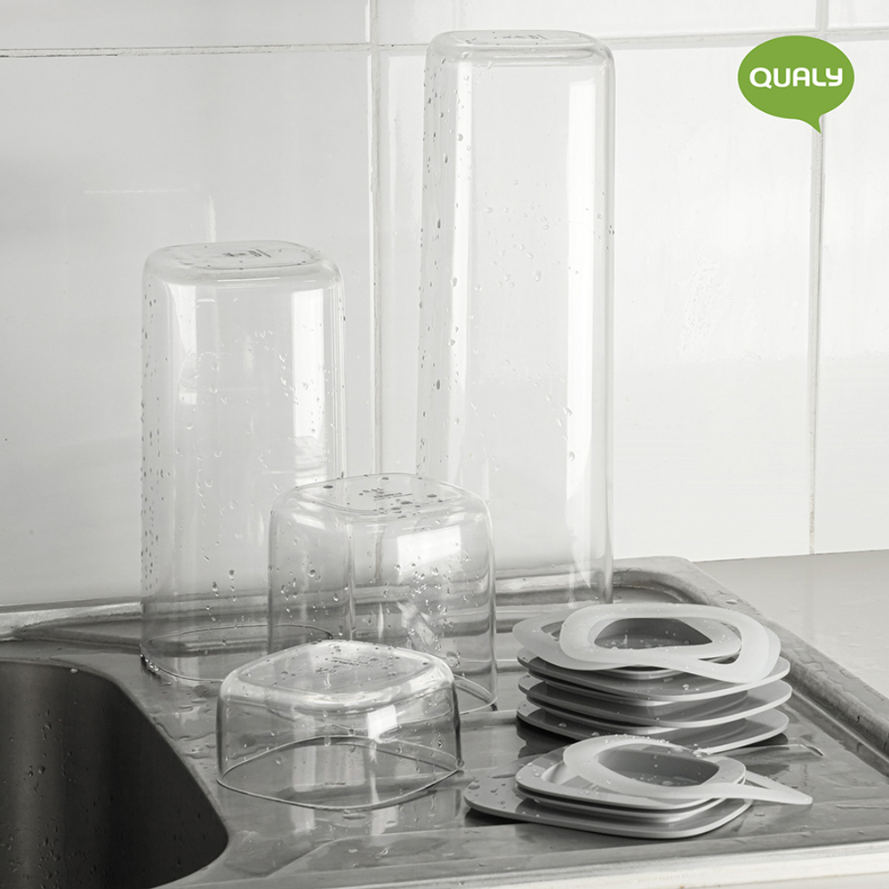 Контейнер для хранения 300мл Qualy с плоской крышкой зеленый