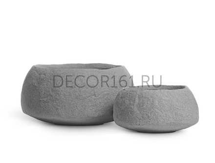 Кашпо TREEZ Effectory Organic Низкая чаша Серый ледник д-56 см, в-29 см 41.33-15-23-099-GR-56