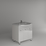 Тумба напольная SANITECO "ФЛОРА" COMO 800, 3 двери, напольная, ПВХ белый глянец