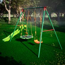 Детский комплекс DFC MULTIPLAY качели: гнездо, верёвочные; горка