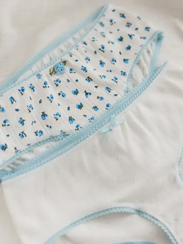 Комплект белых трусиков из ажурной рибаны для девочек 100% хлопок Божья Коровка