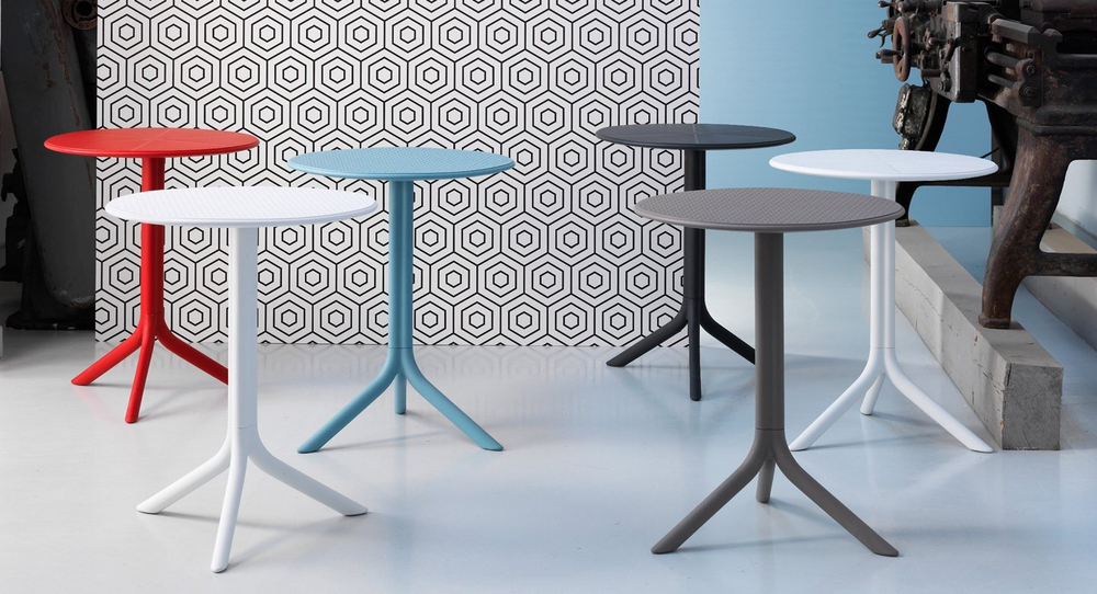 Стол пластиковый обеденный Nardi Spritz + Spritz Mini, красный, Ø605х400-765 мм