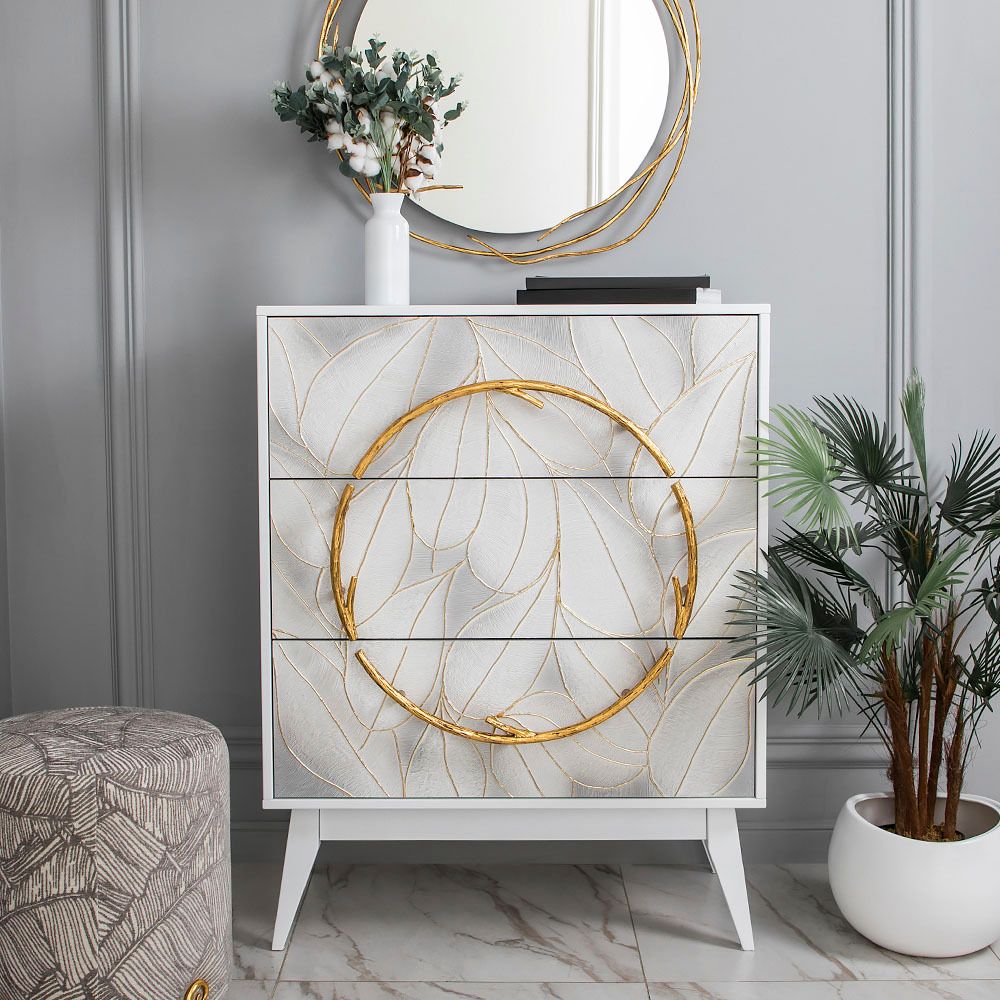 Комод Арт Сканди с 3 ящиками Айс Амбер