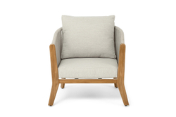 "Сидней" кресло плетеное из роупа, основание тик, каркас алюминий бежевый, роуп бежевый, ткань бежевая