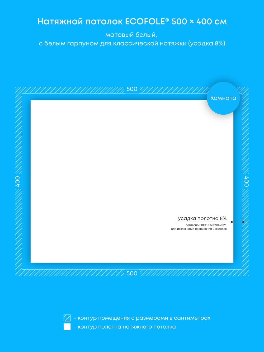 Матовый натяжной потолок 20 м2