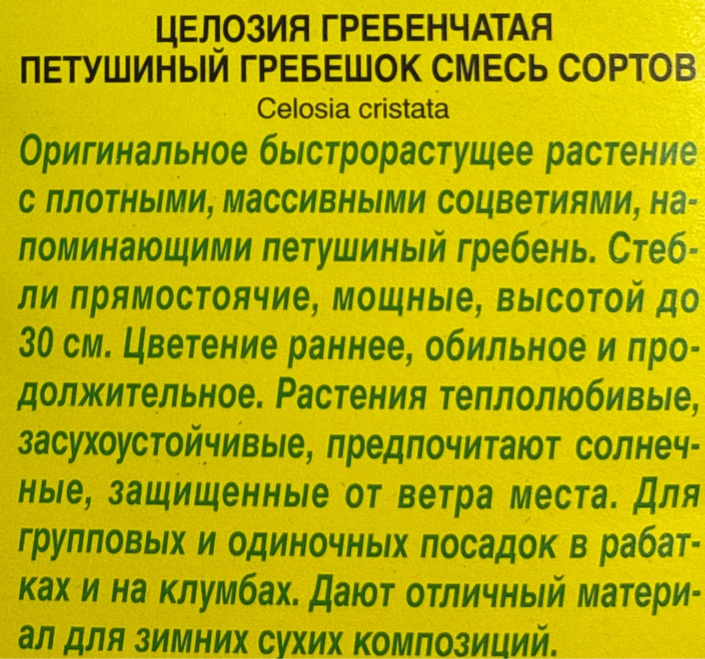 Целозия гребенчатая Петушиный гребешок, смесь сортов СМЦ-664