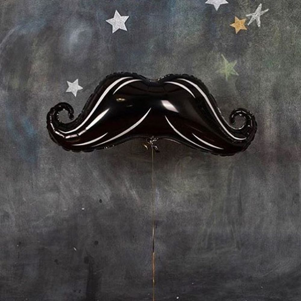 Шар (35"/89 см) Фигура, Усы, Черный 1 шт.