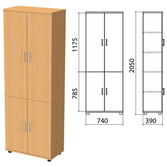 Шкаф закрытый "Монолит", 740х390х2050, цвет бук бавария (КОМПЛЕКТ)