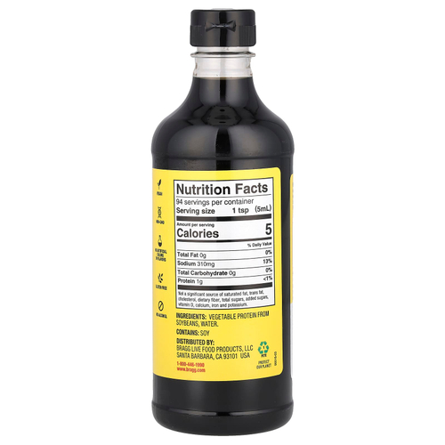 Bragg, Liquid Aminos, соевый протеин, 473 мл (16 жидк. унц.)