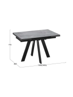 Стол кухонный Черный муар серый мрамор 120(180)х80х77 см