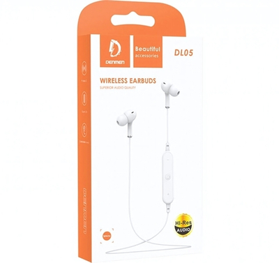 Bluetooth - гарнитура DENMEN DL05, вакуумные, BT4.2, 60mAh White