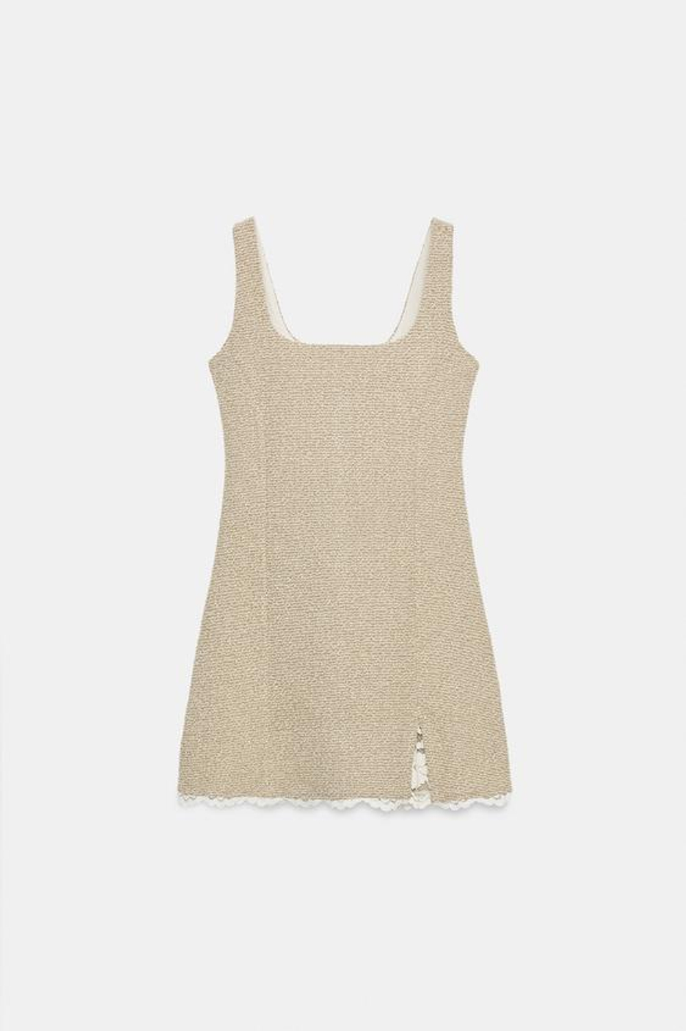 ZARA КОРОТКОЕ ПЛАТЬЕ ИЗ РЕЛЬЕФНОЙ ТКАНИ, БЕЖЕВЫЙ