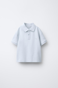 ZARA БАЗОВОЕ ОДНОТОННОЕ ПОЛО, ГОЛУБОЙ