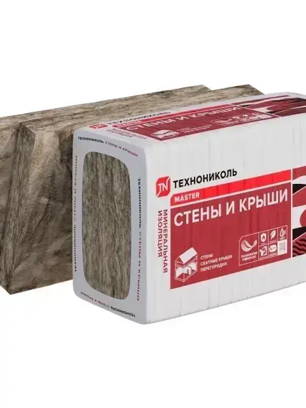 Утеплитель для стен и крыши 100 мм ТЕХНОНИКОЛЬ Master 34 PN СТЕНЫ И КРЫШИ (11 упаковок, 26.84 м2) минеральная вата на основе стекловолокна.