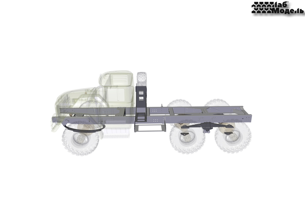 Steel frame for ZIL-131 with a 6x6 wheel formula in 1:10 scale