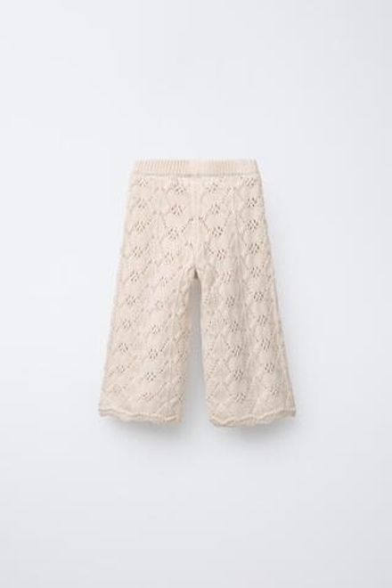ZARA ТРИКОТАЖНЫЕ БРЮКИ-КЮЛОТЫ, ЭКРЮ