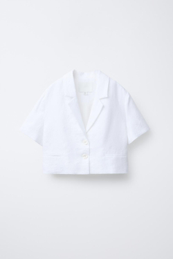 ZARA УКОРОЧЕННЫЙ БЛЕЙЗЕР, БЕЛЫЙ