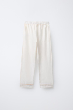 ZARA ПИЖАМА С КОНТРАСТНОЙ ОТДЕЛКОЙ, ЭКРЮ