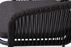 "Марсель" стул плетеный из роупа, каркас алюминий темно-серый (RAL7024) муар, роуп темно-серый круглый, ткань темно-серая 027