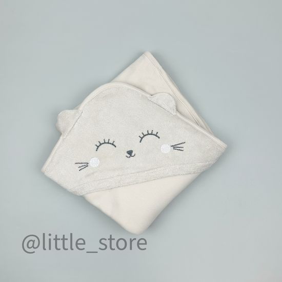 Полотенце махровое/хлопковое "Котенок" бежевое