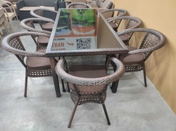 Комплект мебели из искусственного ротанга стол Египет + 8 кресел Руардин Dark Brown