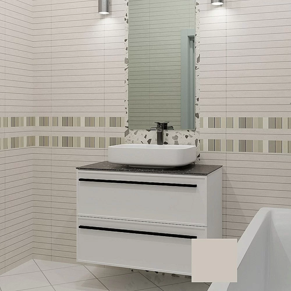 Тумба с раковиной La Fenice Elba Twin 80 бежевая матовая/столешница черная