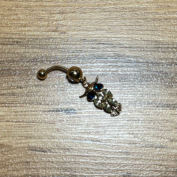 Пирсинг Body Piercing Совушка кристаллы металл золотистый