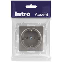 Розетка Intro Accent 6-202-09 2P+E Schuko 16А-250В IP20 СУ AL/CU титан | Intro
