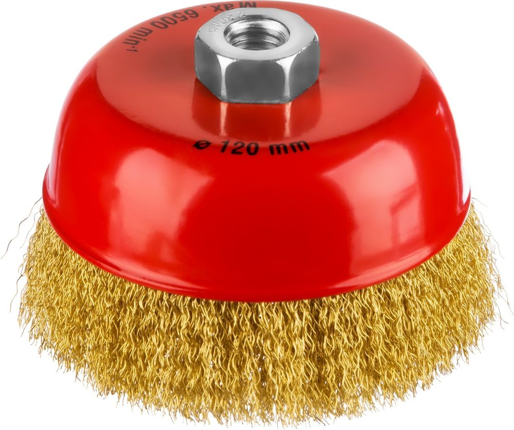 Щетка MIRAX чашечная для УШМ, витая стальная лат..0,3мм д125 мм 35142-125