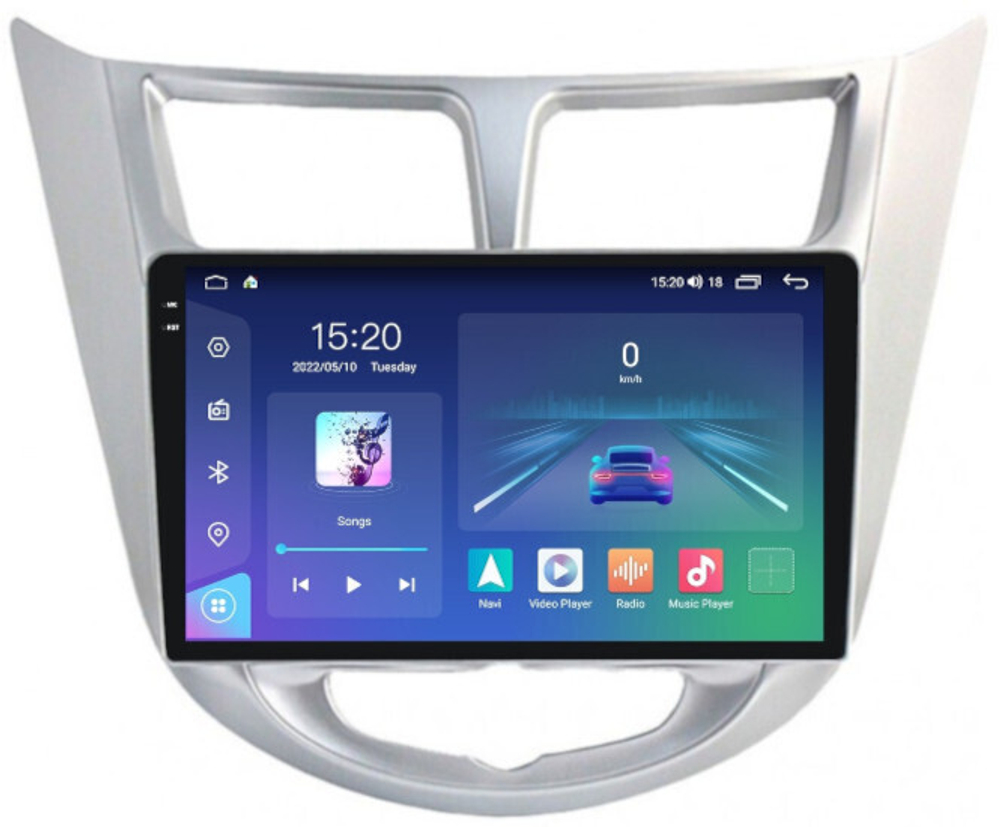 Магнитола для Hyundai Solaris 1 2010-2016 (рамка серебро) - Parafar PF067RN2K на Android 13, QLED+2K, ТОП процессор, 4Гб+32Гб, CarPlay, 4G SIM-слот