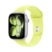 Умные часы Apple Watch Series 11, 46 mm, Silver Aluminium Neon Yellow Sport Band M/L