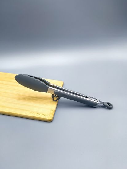 Щипцы силиконовые 23 см. Kamille КМ 7511 с ручками из нержавеющей стали