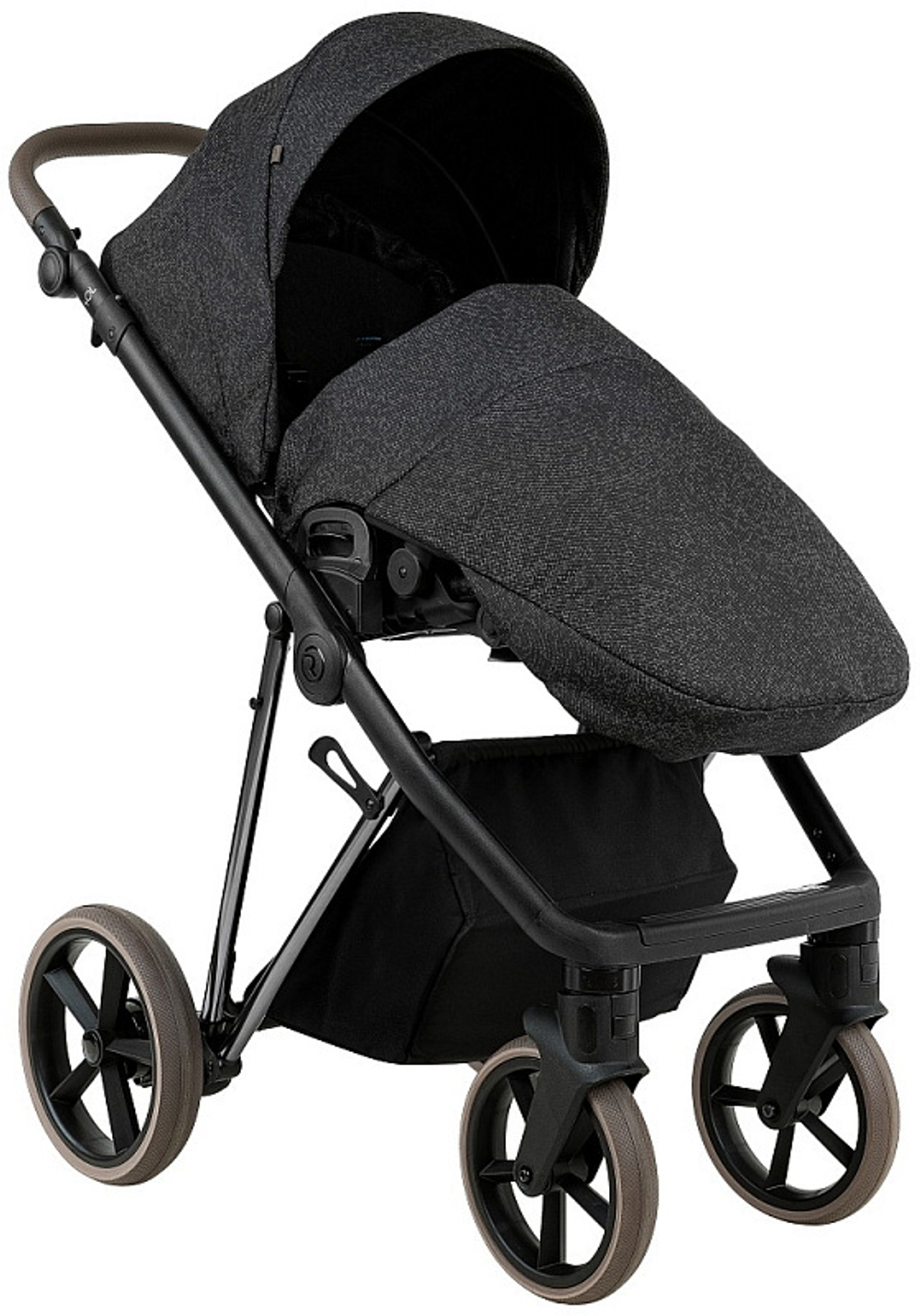 Детская коляска Roan Sol Vintage Luxury 2.0 3 в 1 с автокреслом Tutis Elo Lux EduSky Black PIX/55/D Pixel/Dark/Nickel/руч.Cappuccino