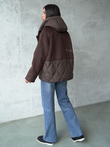 Шоколадная комбинированная куртка с манишкой