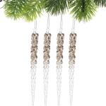Подвеска «Хрустальная сосулька» 18 см (набор 4 шт), Шампань