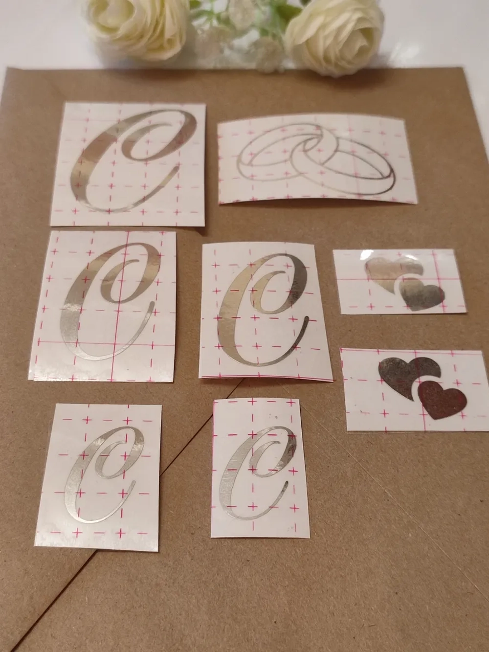 Наклейки свадебные буквы бутылки и бокалы инициалы " С "