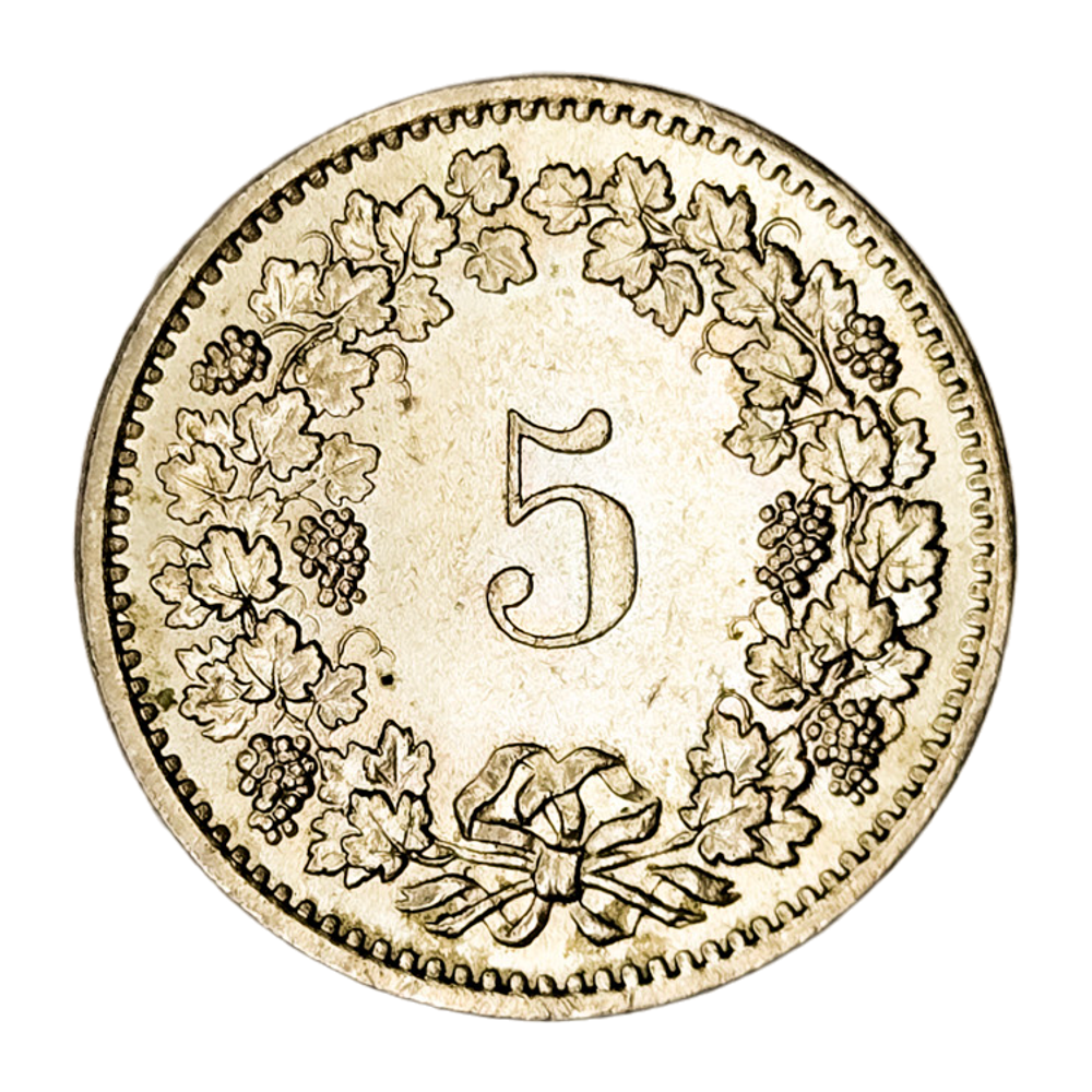 Switzerland, 5 Rappen, 1976 – Libertas Series, AU