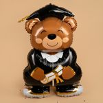 Шар 3D (58''/147 см) Фигура на подставке, Мишка Выпускник, 1 шт. в уп.