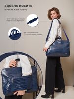 Сумка для ноутбука 15,6" и 17" с ремнем на плечо и 3 отделениями (Лакированный синий)