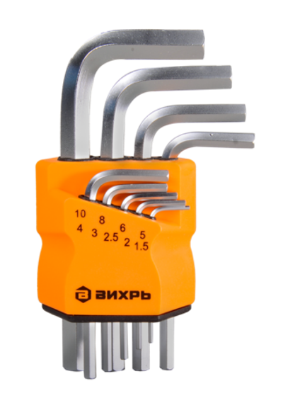 Набор ключей имбусовых Вихрь HEX, 9 шт, 1.5-10 мм