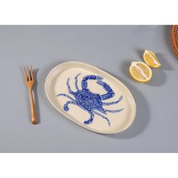 Блюдо овальное 29*18 см h2,5 см Crab Northern Blue Gray Frutti di Mare P.L. [1]