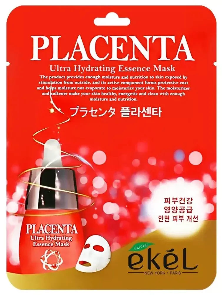 Маска для лица Ekel Placenta Ultra Hydrating Essence тканевая с экстрактом плаценты Mask 25 мл