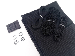 Набор. Бралетт и трусики из эластичной сетки, черный (полоски)