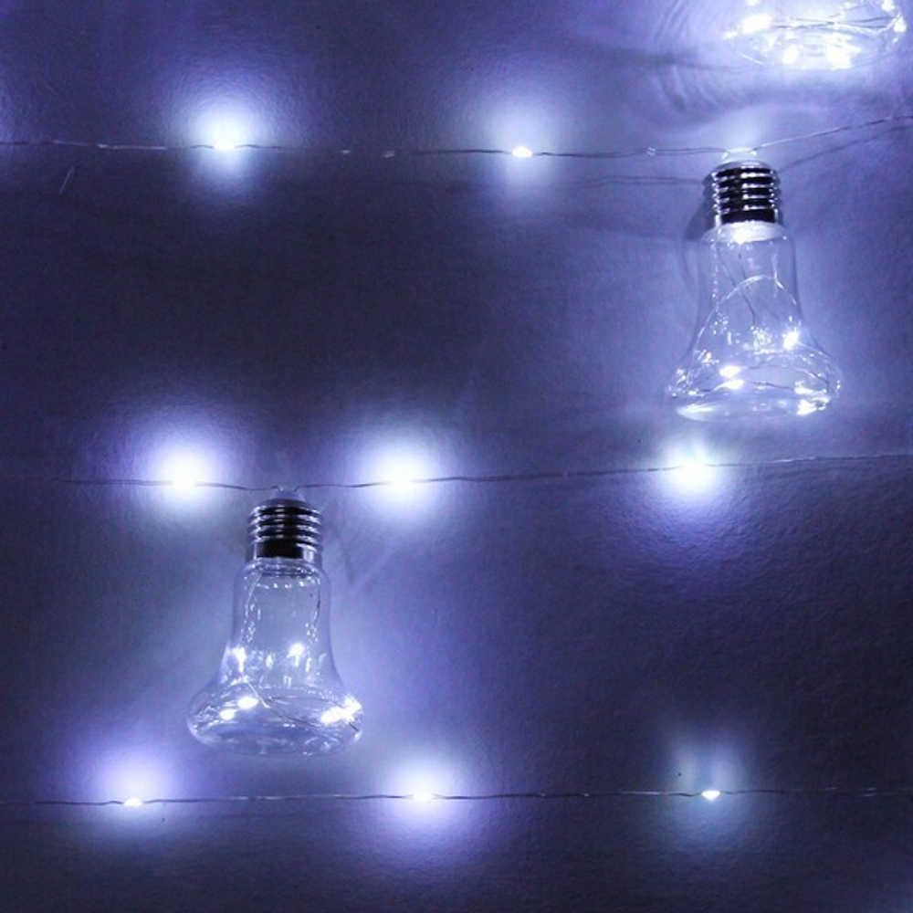 Гирлянда на батарейках 4 м, 100 ламп LED с насадками «Капля» 10 шт., Белый (батарейки АА)