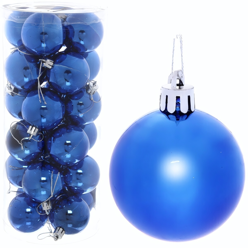 Новогодние шары 5 см (набор 24 шт) «Глянец», синий