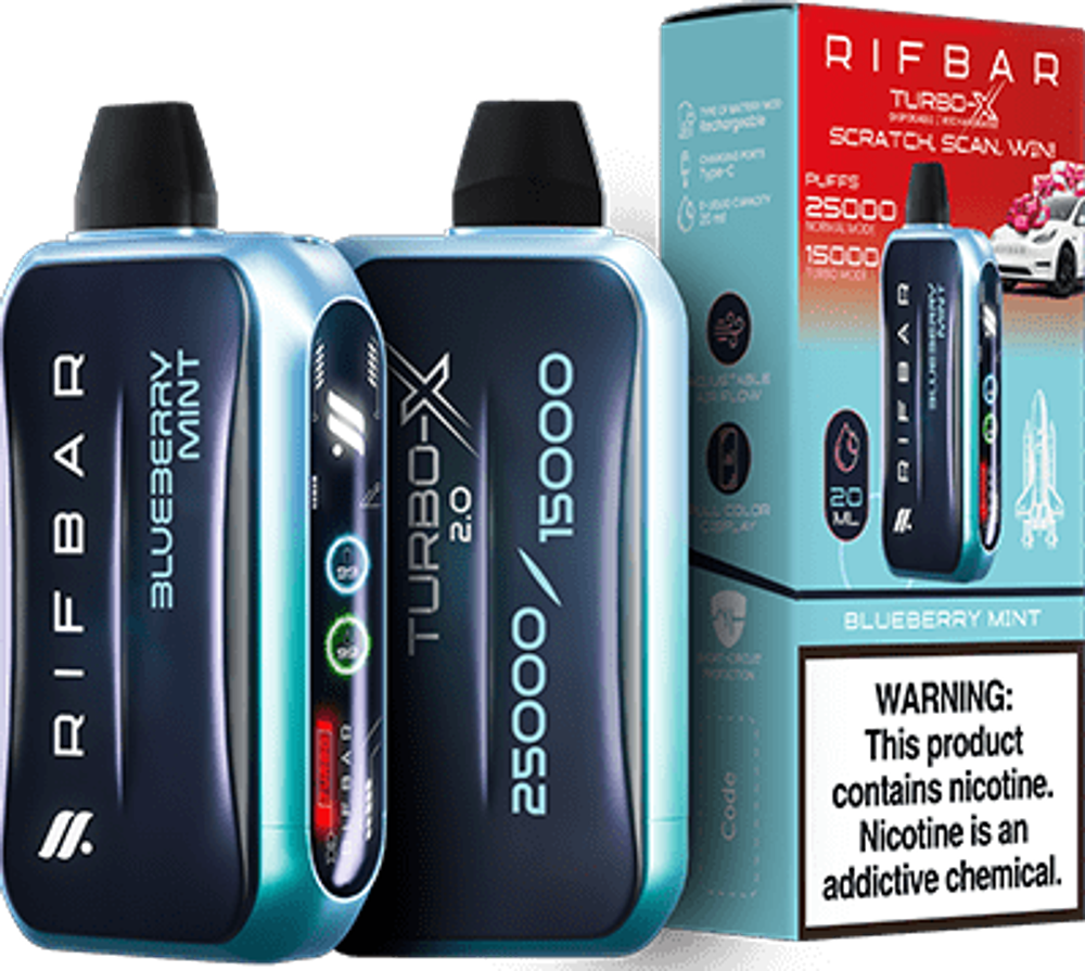 RIFBAR TURBO X 25000 - Blueberry Mint (5% nic)